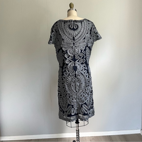 JS Collections Short Sleeve Mesh Cocktail Dress Size 12 Soutache Sheer Cocktail - Picture 5 of 15